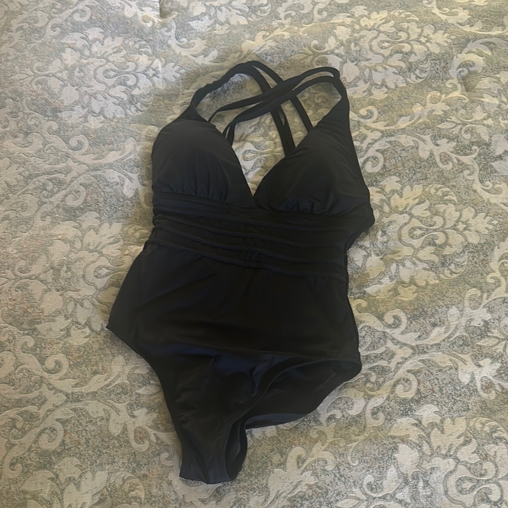 La Blanca Black Criss-Cross One Piece Swimsuit